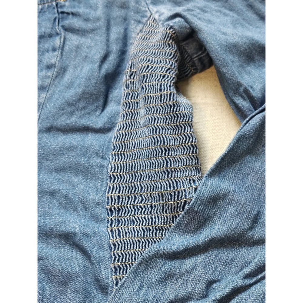 Levis Womens XXL Denim Square Neck Smocked Side Long Sleeve Blouse Blue Top XX - Picture 3 of 10
